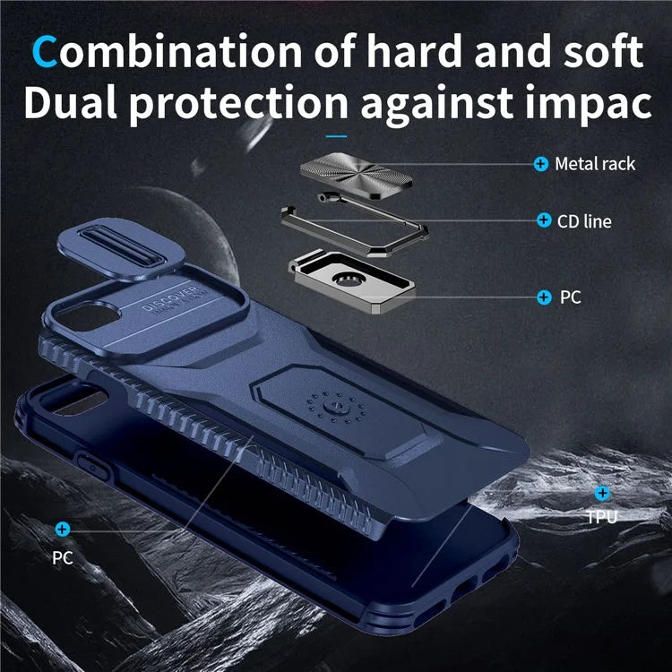 For iPhone 7 4.7 inch / 8 4.7 inch / SE (2020) / SE (2022) Case Anti-dust PC+TPU Cover with Slide Lens Lid