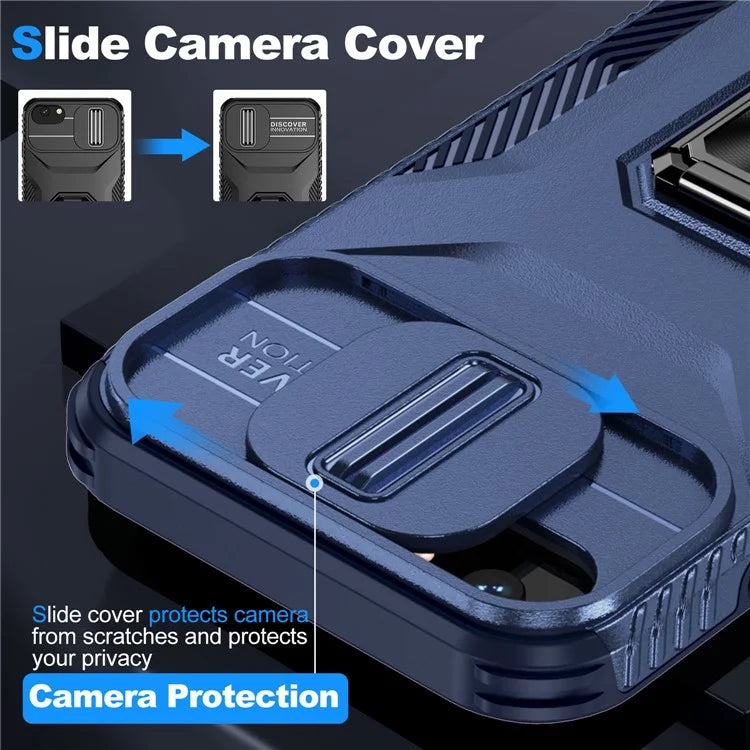 For iPhone 7 4.7 inch / 8 4.7 inch / SE (2020) / SE (2022) Case Anti-dust PC+TPU Cover with Slide Lens Lid