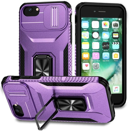 For iPhone 7 4.7 inch / 8 4.7 inch / SE (2020) / SE (2022) Case Anti-dust PC+TPU Cover with Slide Lens Lid