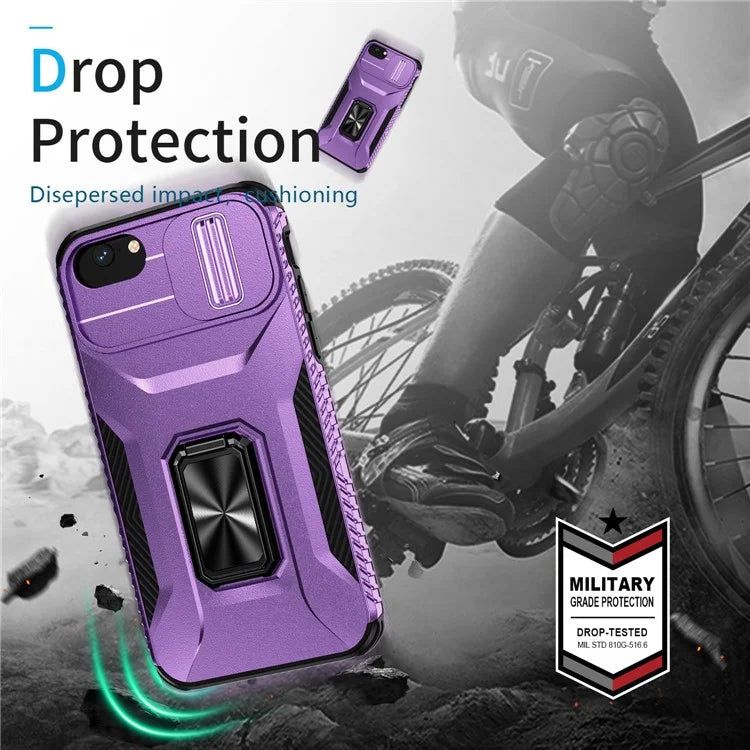 For iPhone 7 4.7 inch / 8 4.7 inch / SE (2020) / SE (2022) Case Anti-dust PC+TPU Cover with Slide Lens Lid