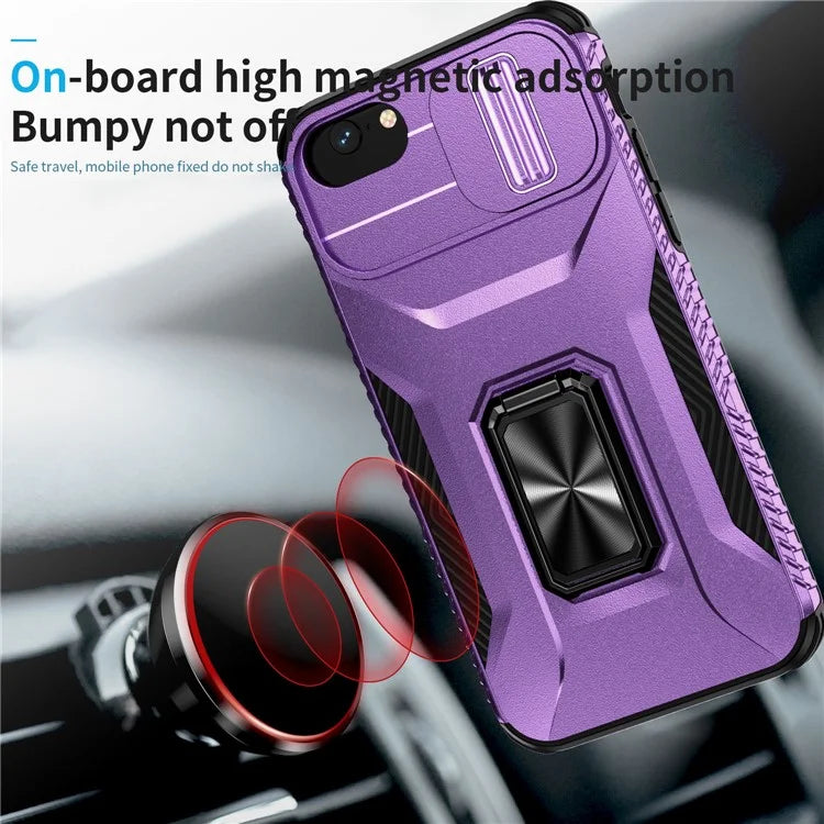 For iPhone 7 4.7 inch / 8 4.7 inch / SE (2020) / SE (2022) Case Anti-dust PC+TPU Cover with Slide Lens Lid