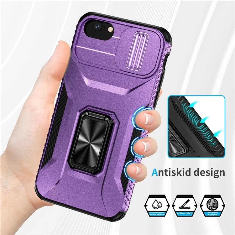 For iPhone 7 4.7 inch / 8 4.7 inch / SE (2020) / SE (2022) Case Anti-dust PC+TPU Cover with Slide Lens Lid