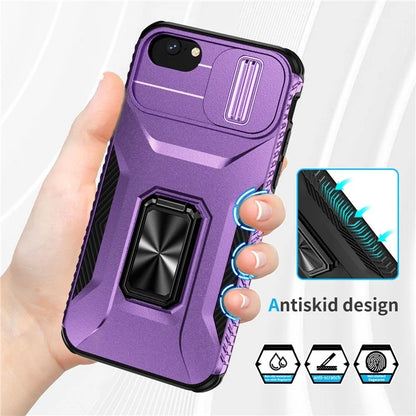 For iPhone 7 4.7 inch / 8 4.7 inch / SE (2020) / SE (2022) Case Anti-dust PC+TPU Cover with Slide Lens Lid