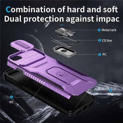 For iPhone 7 4.7 inch / 8 4.7 inch / SE (2020) / SE (2022) Case Anti-dust PC+TPU Cover with Slide Lens Lid