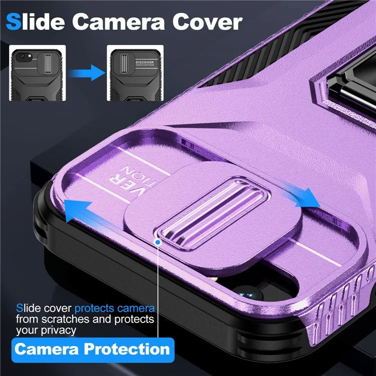 For iPhone 7 4.7 inch / 8 4.7 inch / SE (2020) / SE (2022) Case Anti-dust PC+TPU Cover with Slide Lens Lid
