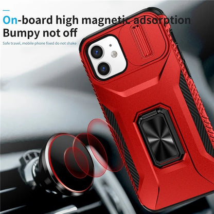 Anti-fall Phone Case for iPhone 12 6.1 inch / 12 Pro 6.1 inch Shell Rotate Kickstand Slide Lens Window Cover
