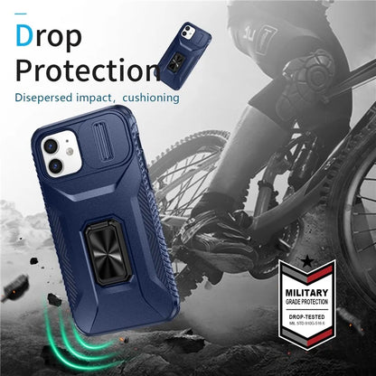 Anti-fall Phone Case for iPhone 12 6.1 inch / 12 Pro 6.1 inch Shell Rotate Kickstand Slide Lens Window Cover