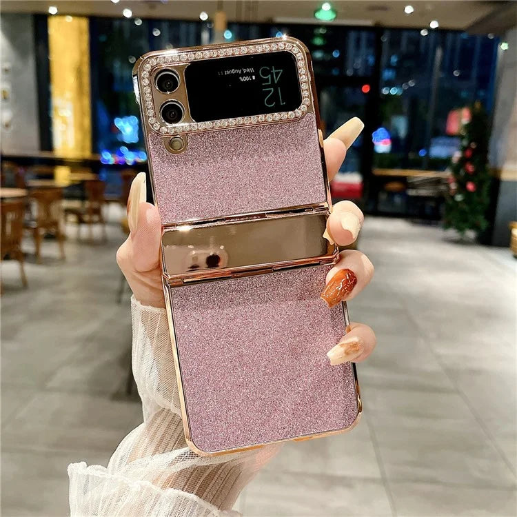 For Samsung Galaxy Z Flip3 5G / Z Flip4 5G Case Hinge Protection Phone Cover Rhinestone Decor