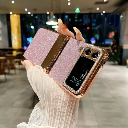 For Samsung Galaxy Z Flip3 5G / Z Flip4 5G Case Hinge Protection Phone Cover Rhinestone Decor