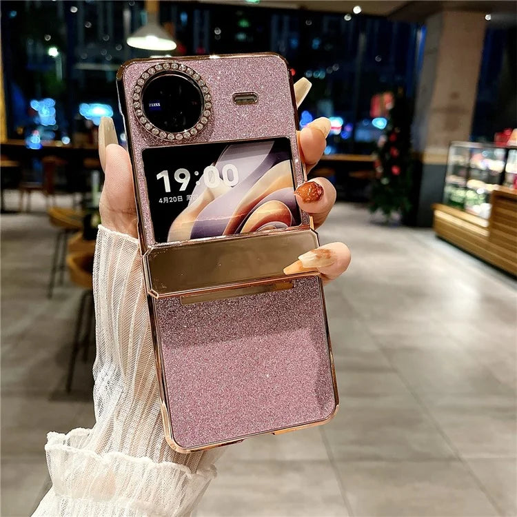 For vivo X Flip Glitter Bling Phone Case PU Leather+Hard PC Back Cover