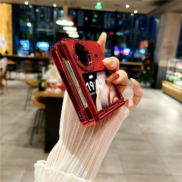 For vivo X Flip Glitter Bling Phone Case PU Leather+Hard PC Back Cover