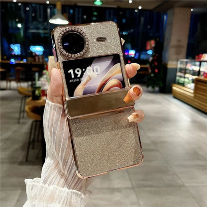 For vivo X Flip Glitter Bling Phone Case PU Leather+Hard PC Back Cover