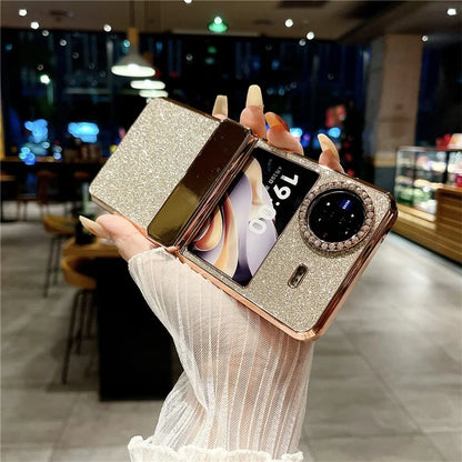 For vivo X Flip Glitter Bling Phone Case PU Leather+Hard PC Back Cover