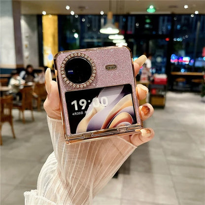 For vivo X Flip Glitter Bling Phone Case PU Leather+Hard PC Back Cover