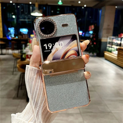 For vivo X Flip Glitter Bling Phone Case PU Leather+Hard PC Back Cover
