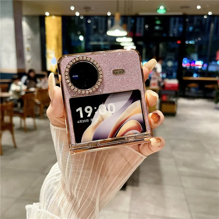 For vivo X Flip Glitter Bling Phone Case PU Leather+Hard PC Back Cover