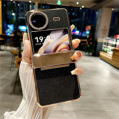 For vivo X Flip Glitter Bling Phone Case PU Leather+Hard PC Back Cover