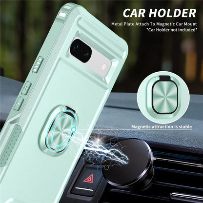 For Google Pixel 8a Case Slim-Fit Hard PC+Silicone Rotatable Kickstand Protective Cover