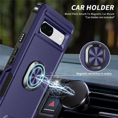 For Google Pixel 8a Case Slim-Fit Hard PC+Silicone Rotatable Kickstand Protective Cover