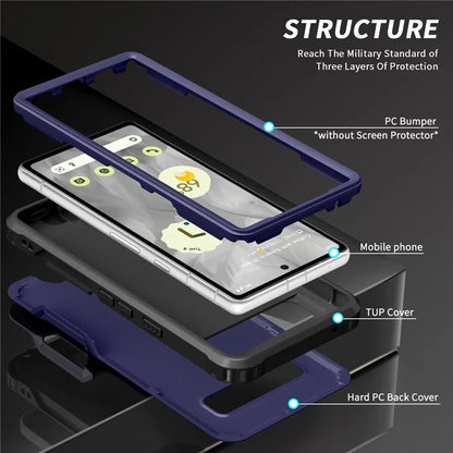 For Google Pixel 8a Case Slim-Fit Hard PC+Silicone Rotatable Kickstand Protective Cover