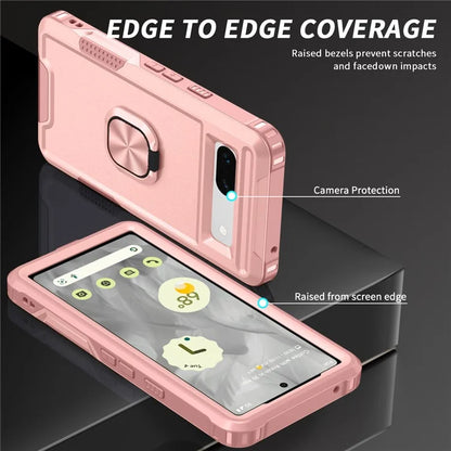 For Google Pixel 8a Case Slim-Fit Hard PC+Silicone Rotatable Kickstand Protective Cover