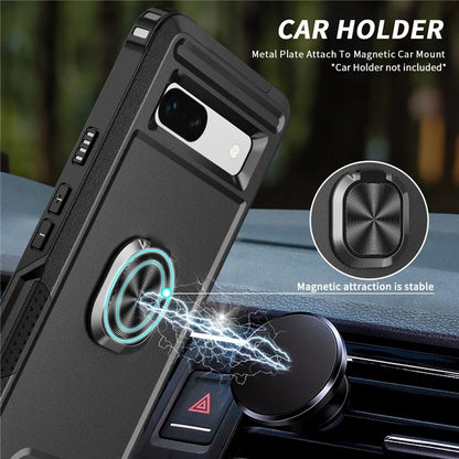 For Google Pixel 8a Case Slim-Fit Hard PC+Silicone Rotatable Kickstand Protective Cover