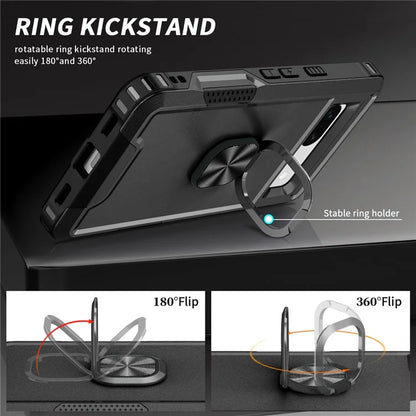 For Google Pixel 8a Case Slim-Fit Hard PC+Silicone Rotatable Kickstand Protective Cover
