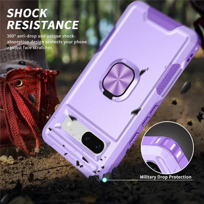 For Google Pixel 8a Case Slim-Fit Hard PC+Silicone Rotatable Kickstand Protective Cover
