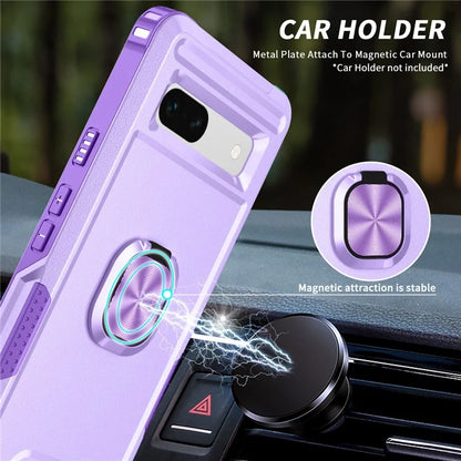 For Google Pixel 8a Case Slim-Fit Hard PC+Silicone Rotatable Kickstand Protective Cover