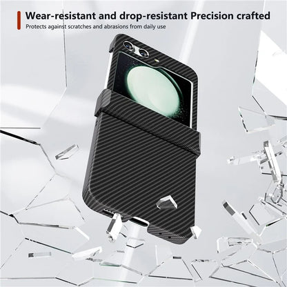 For Samsung Galaxy Z Flip5 5G Case Hard PC Carbon Fiber Texture Phone Cover