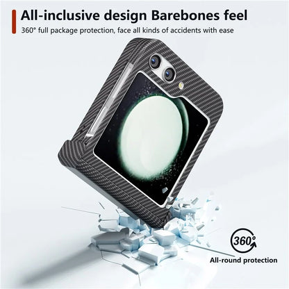 For Samsung Galaxy Z Flip5 5G Case Hard PC Carbon Fiber Texture Phone Cover