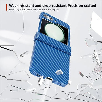 For Samsung Galaxy Z Flip5 5G Case Hard PC Carbon Fiber Texture Phone Cover