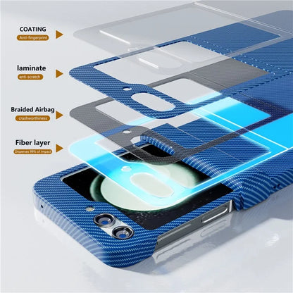 For Samsung Galaxy Z Flip5 5G Case Hard PC Carbon Fiber Texture Phone Cover