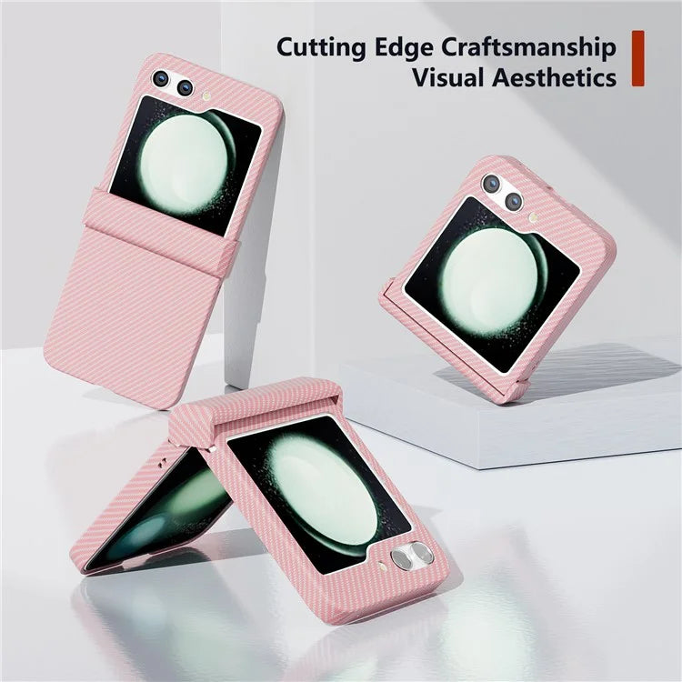 For Samsung Galaxy Z Flip5 5G Case Hard PC Carbon Fiber Texture Phone Cover