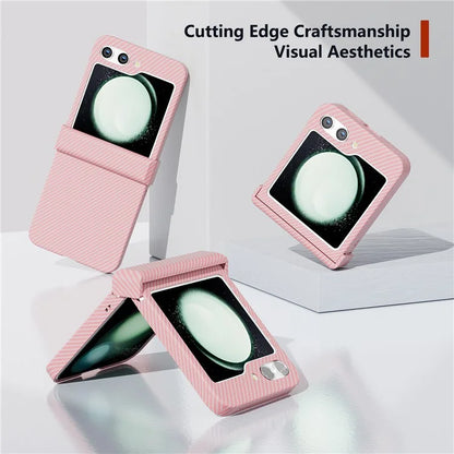 For Samsung Galaxy Z Flip5 5G Case Hard PC Carbon Fiber Texture Phone Cover