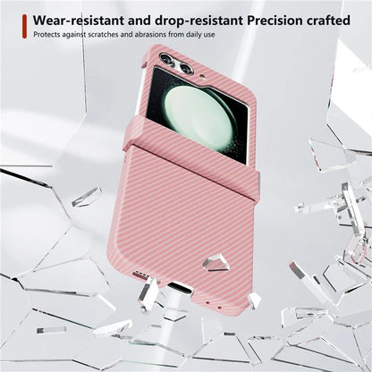 For Samsung Galaxy Z Flip5 5G Case Hard PC Carbon Fiber Texture Phone Cover