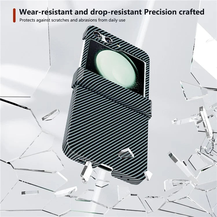 For Samsung Galaxy Z Flip5 5G Case Hard PC Carbon Fiber Texture Phone Cover