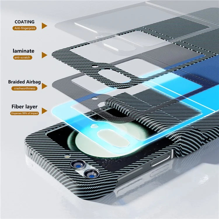 For Samsung Galaxy Z Flip5 5G Case Hard PC Carbon Fiber Texture Phone Cover