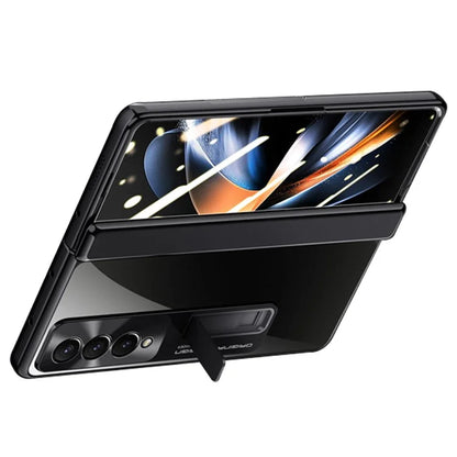 For Samsung Galaxy Z Fold4 5G Phone Case Electroplating Kickstand Cover with HD Clear Screen Protector