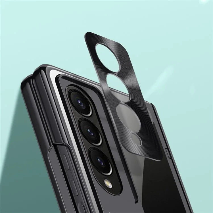 For Samsung Galaxy Z Fold4 5G Phone Case Electroplating Kickstand Cover with HD Clear Screen Protector