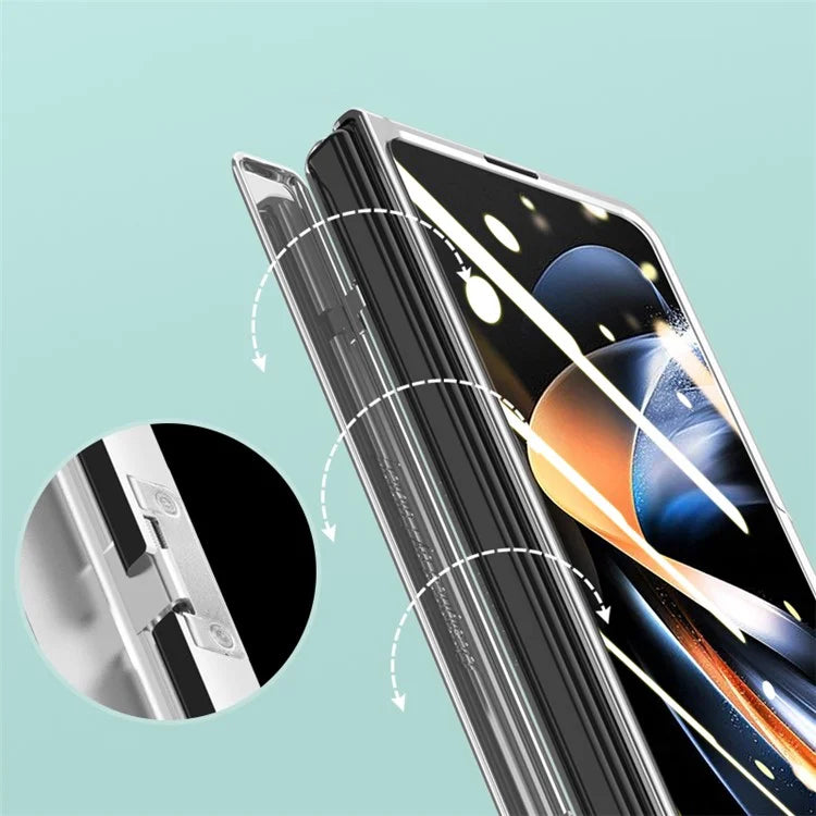 For Samsung Galaxy Z Fold4 5G Phone Case Electroplating Kickstand Cover with HD Clear Screen Protector