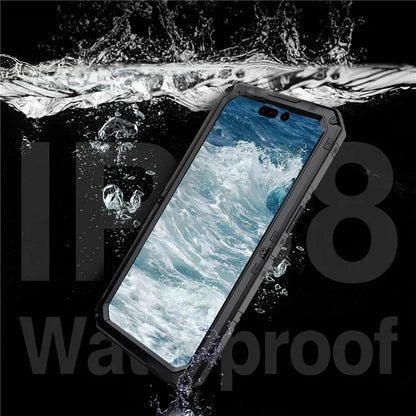 IP68 Waterproof Phone Case for iPhone 15 Pro PC+Silicone Cover with Screen Protector