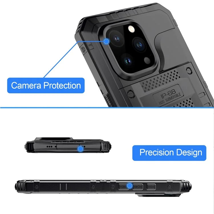 IP68 Waterproof Phone Case for iPhone 15 Pro PC+Silicone Cover with Screen Protector
