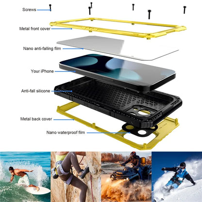 IP68 Waterproof Phone Case for iPhone 15 Pro PC+Silicone Cover with Screen Protector