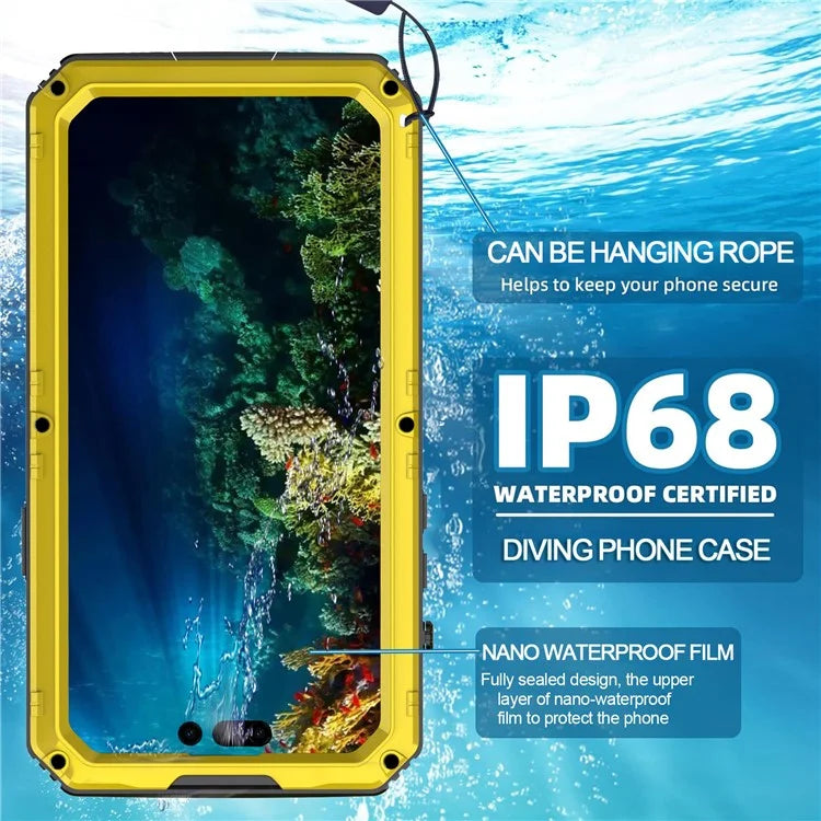 For iPhone 15 IP68 Waterproof Case Drop-proof PC+Silicone Cover with Screen Protector