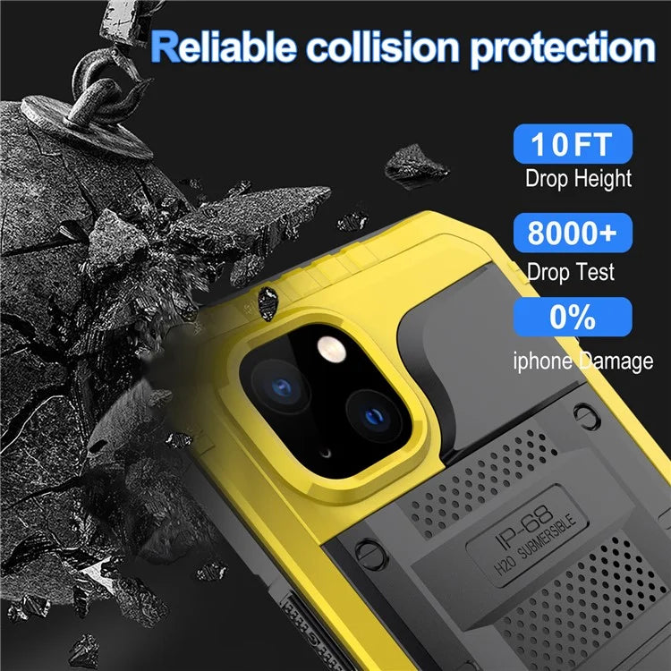 For iPhone 15 IP68 Waterproof Case Drop-proof PC+Silicone Cover with Screen Protector