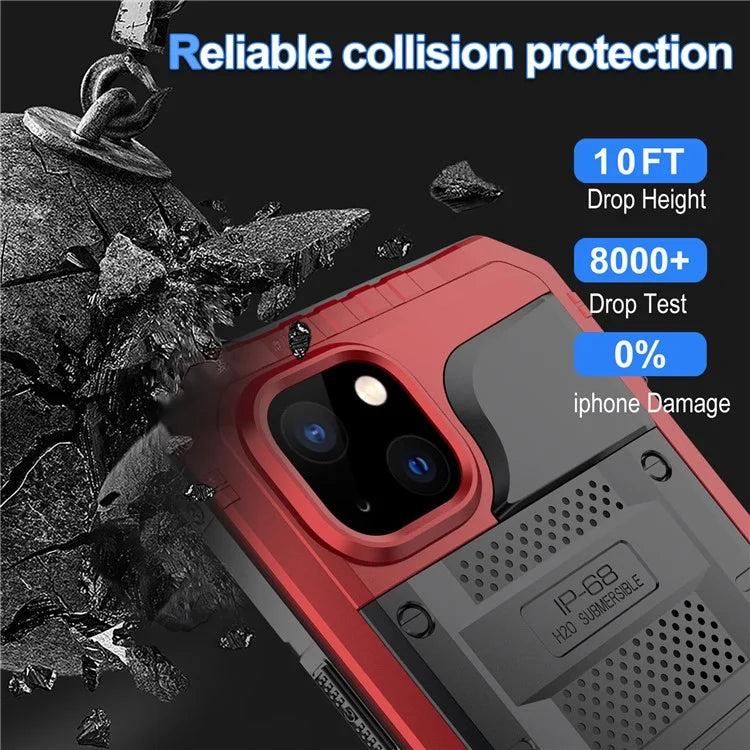 For iPhone 15 IP68 Waterproof Case Drop-proof PC+Silicone Cover with Screen Protector