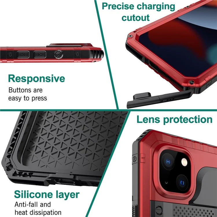For iPhone 15 IP68 Waterproof Case Drop-proof PC+Silicone Cover with Screen Protector