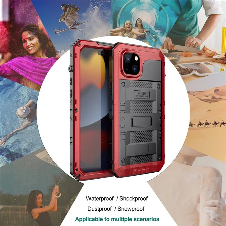 For iPhone 15 IP68 Waterproof Case Drop-proof PC+Silicone Cover with Screen Protector