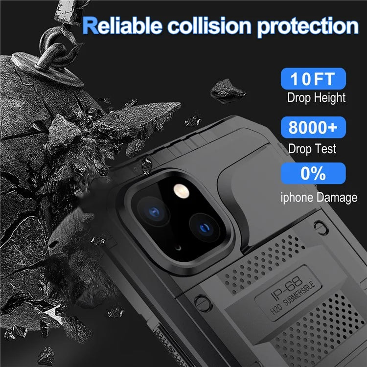 For iPhone 15 IP68 Waterproof Case Drop-proof PC+Silicone Cover with Screen Protector